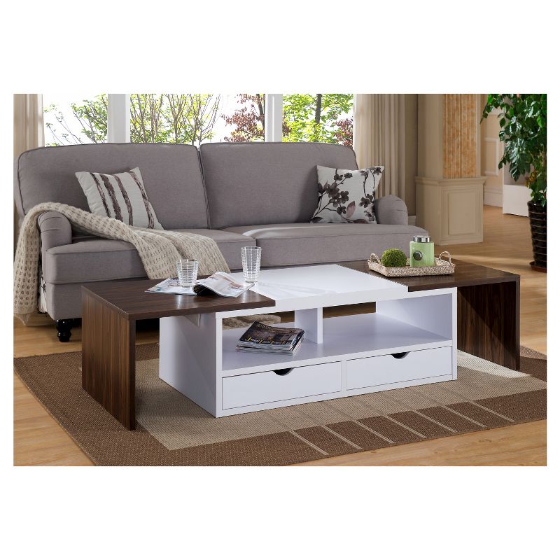 Karleen Two-Tone Expandable Top Coffee Table Dark Walnut/White - HOMES: Inside + Out
