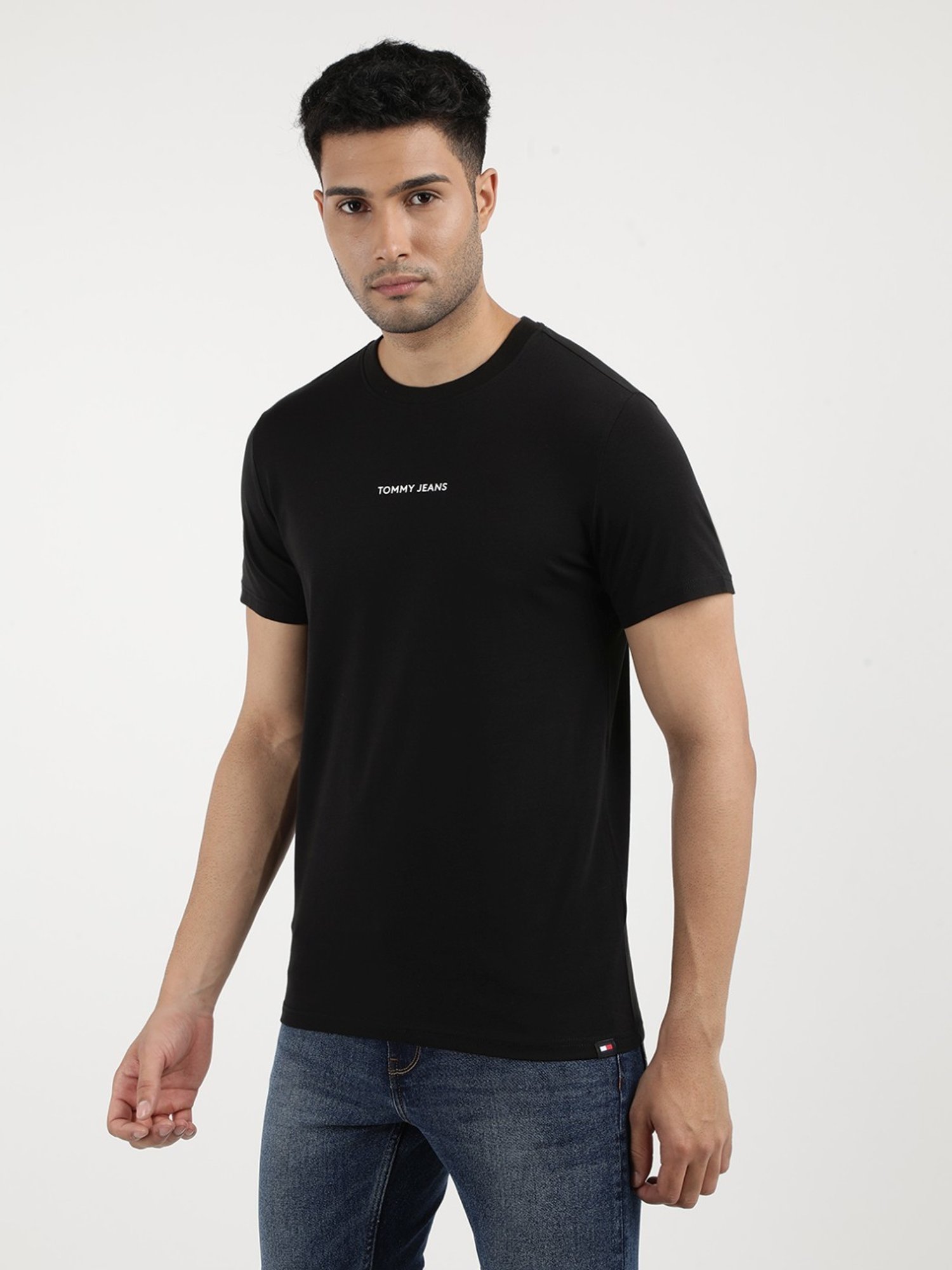 Tommy Hilfiger Black Cotton Skinny Fit T-Shirt