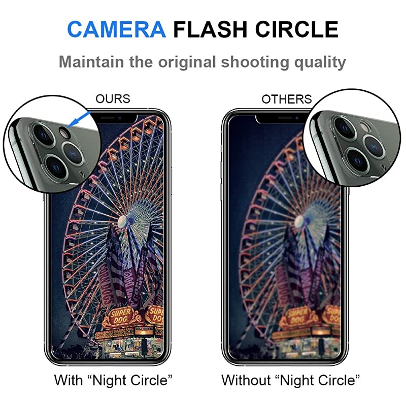 4 Pack  Tempered Glass for iPhone 11 Pro 58inch 2 Pack Tempered Glass Screen Protector + 2 Pack Tempered Glass Camera Lens Protector + 1 Easy Installation Frame
