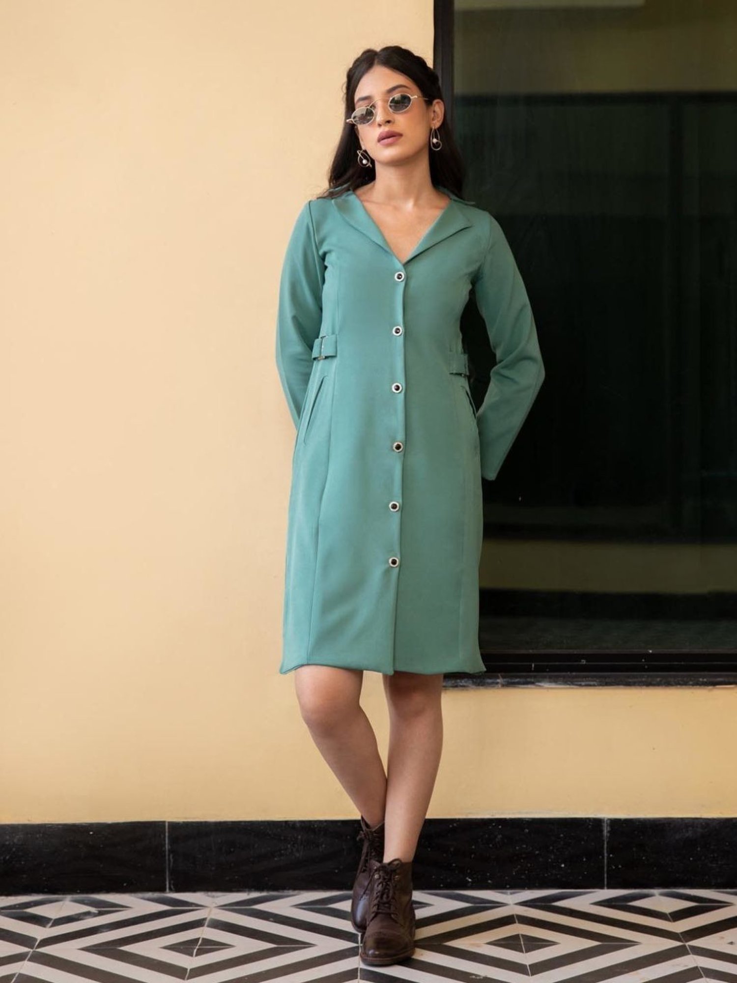 BInfinite Sage Green Shirt Dress