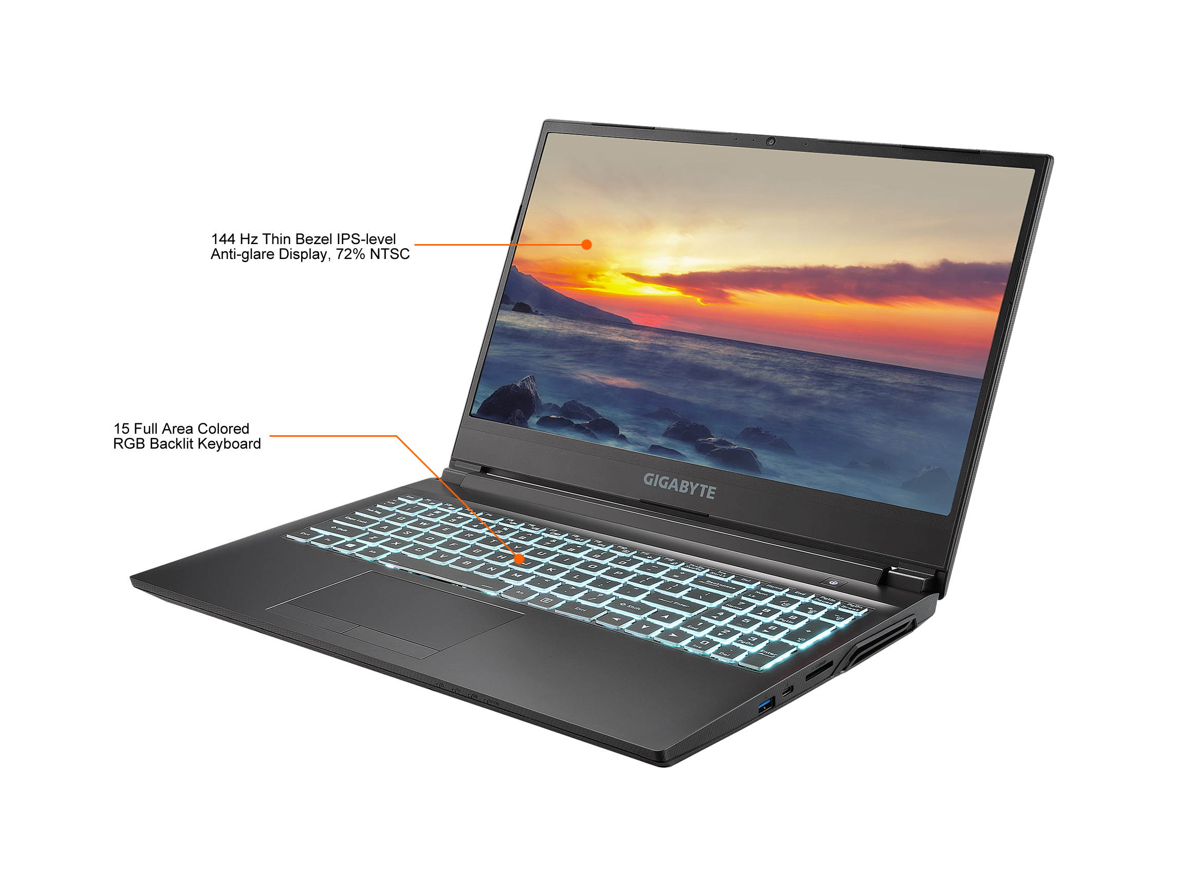 GIGABYTE G5 MD-51US123SH 15.6" 144 Hz IPS Intel Core i5 11th Gen 11400H, NVIDIA GeForce RTX 3050 Ti, 16 GB Memory 512 GB Gen4 SSD Windows 10 Home 64-bit Gaming Laptop
