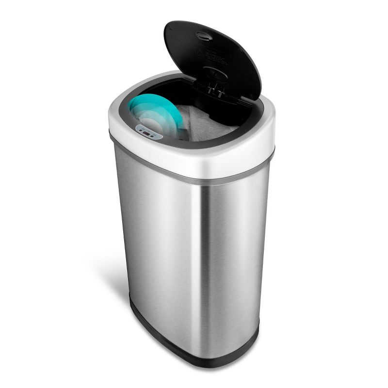 Nine Stars 13gal Motion Sensor Oval Shape Stainless Steel Trash Can