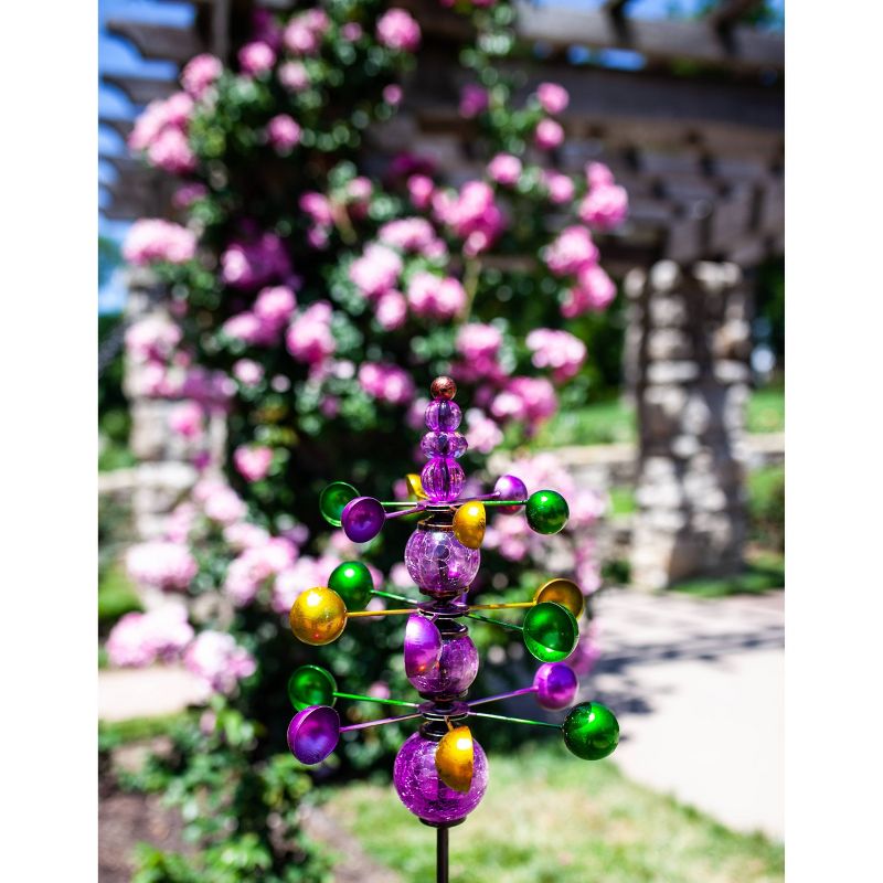 48" Metal Triple Wind Spinner Stake Purple - Exhart