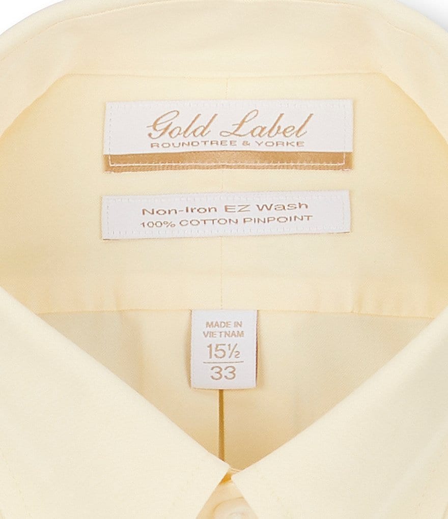 Gold Label Roundtree & Yorke Non-Iron Fitted Button-Down Collar Solid Dress Shirt