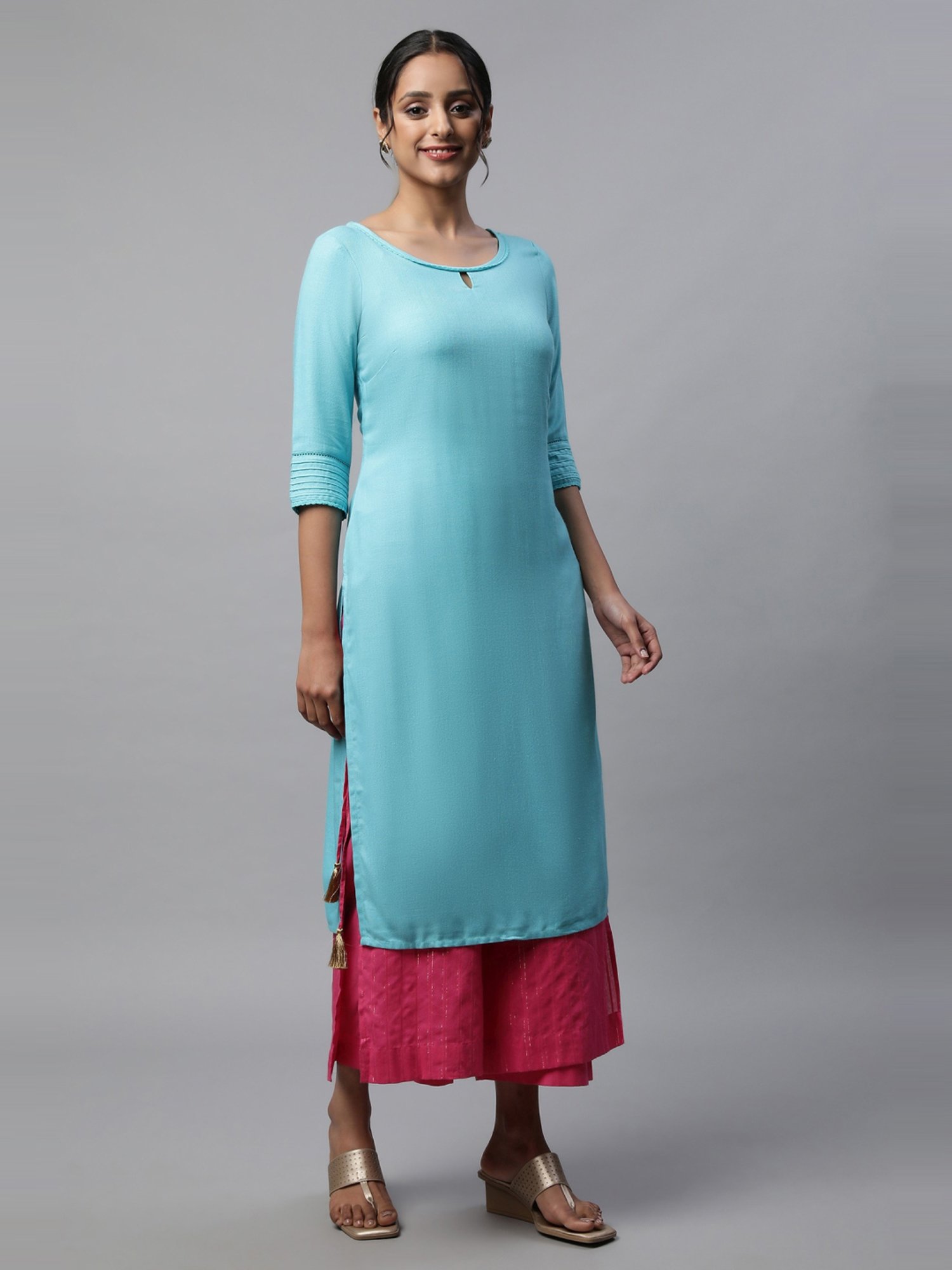 Elleven from Aurelia Pink Cotton Striped Palazzos