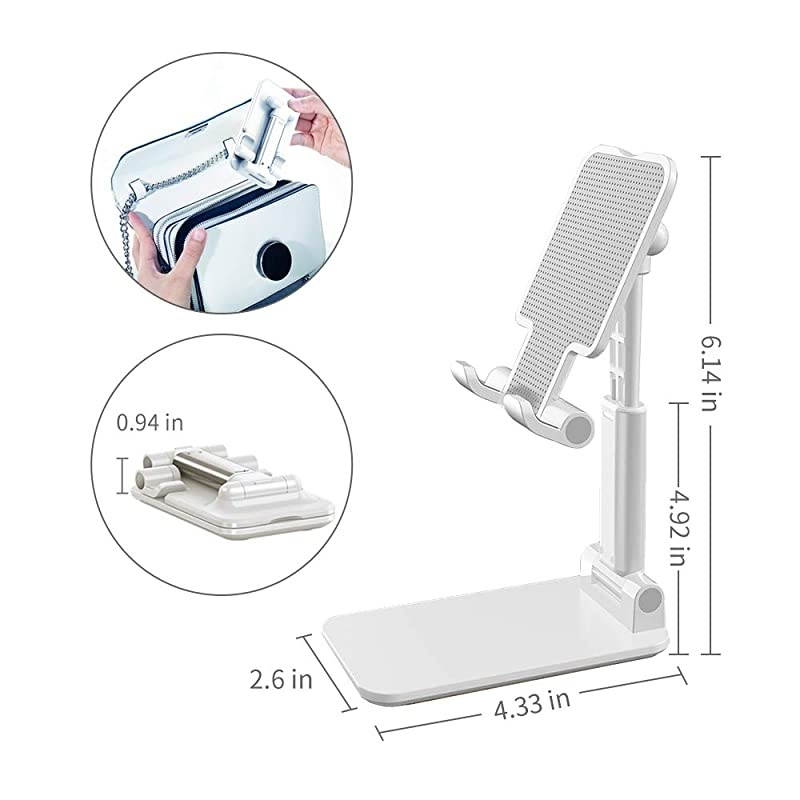 Folding Desktop Phone Stand, Adjustable Stable Portable Holder Compatible with Mobile Phone, ipad, Tablet, Kindle