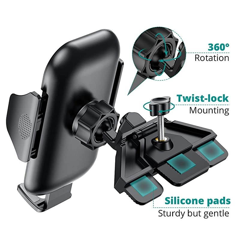 2021 Military-Grade Phone Holder for Car, [Upgrade Anti Shake & Drop] CD Slot & Air Vent Car Phone Holder Mount, Thick Case Friendly Car Phone Mount, Cell Phone Car Mount Fit for All Phones