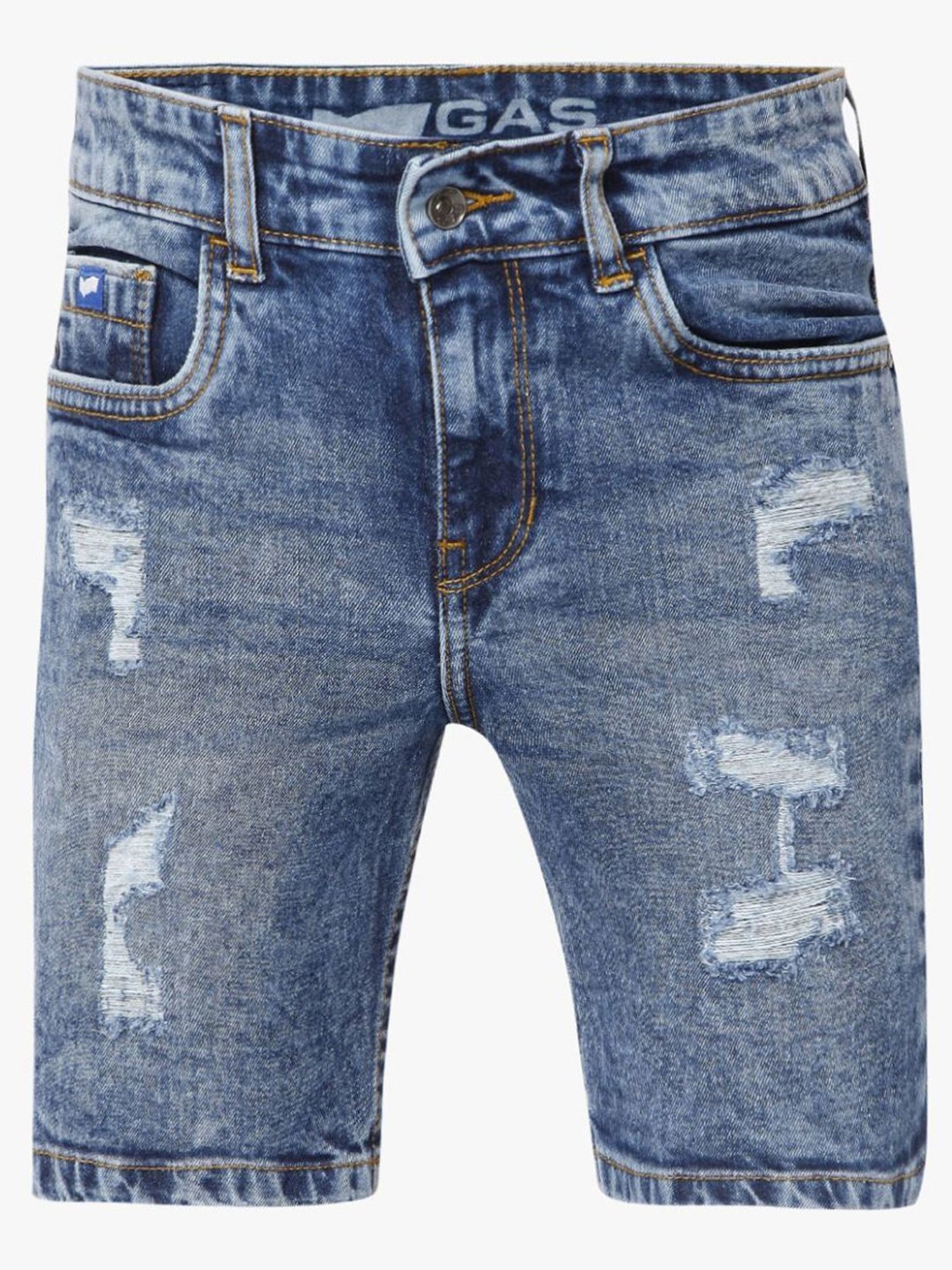 Gas Kids Blue Distressed Shorts