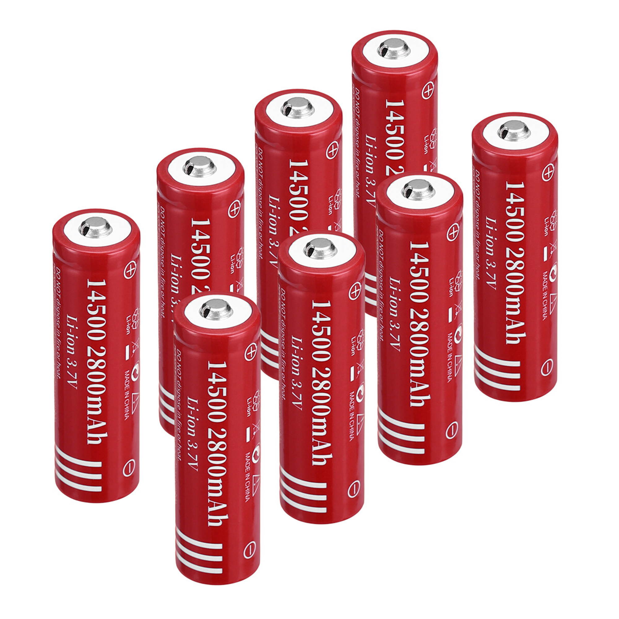 4 piece 2800mAh 14500 3.7V Li-ion Rechargeable Batteries for Torch Camera Flashlight