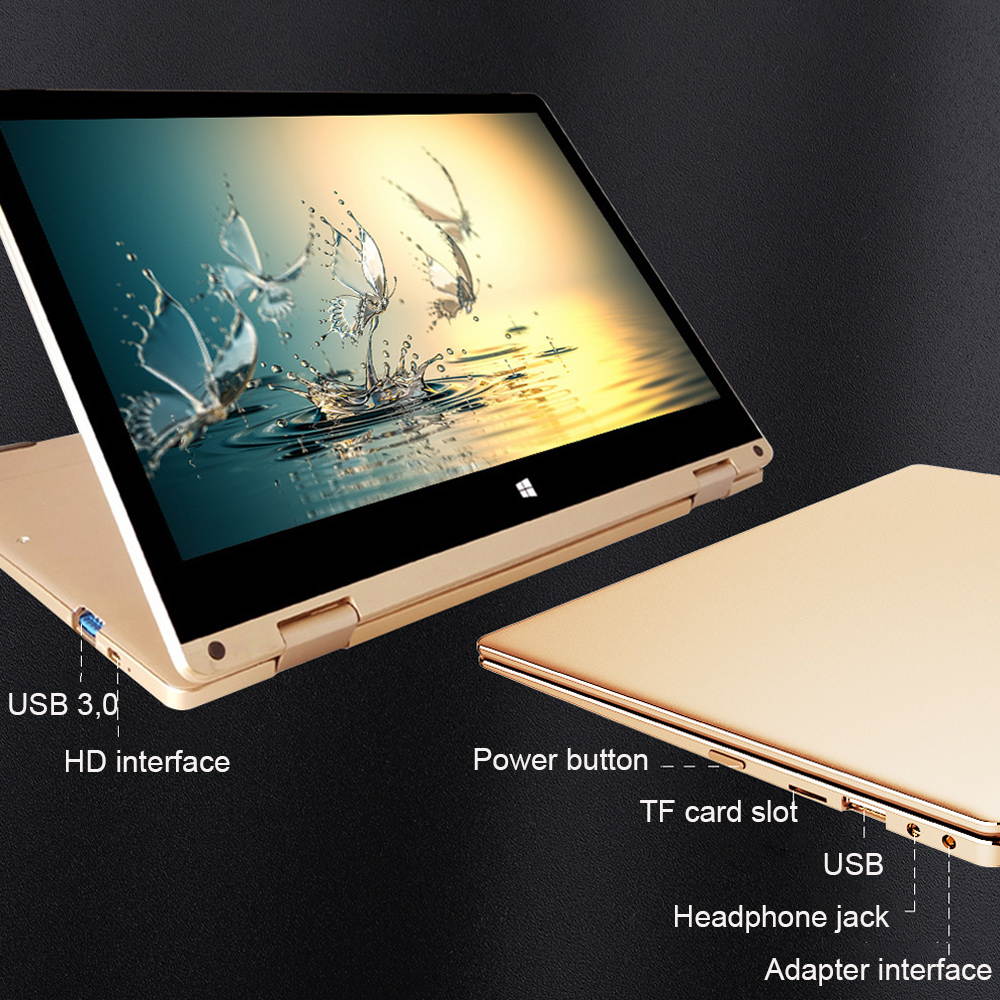 Lemonra Ultra-thin Folding Flip Ultrabook Touchscreen Laptop Intel Celeron Quad Core Integrated Graphics 11.6" Full 1920*1080 HD Display IPS Screen, 8GB DDR3 Memory Windows 10 Fingerprint Unlock