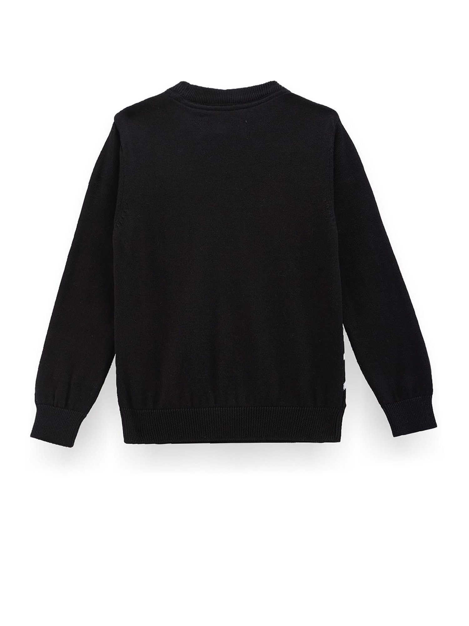 U.S. Polo Assn. Kids Black Self Design Full Sleeves Sweater