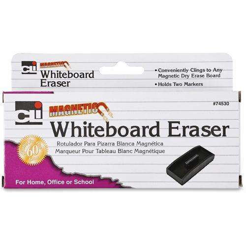 Charles Leonard, Inc White Board Eraser Magnetic 2"x5" Marker Holder Black 74530