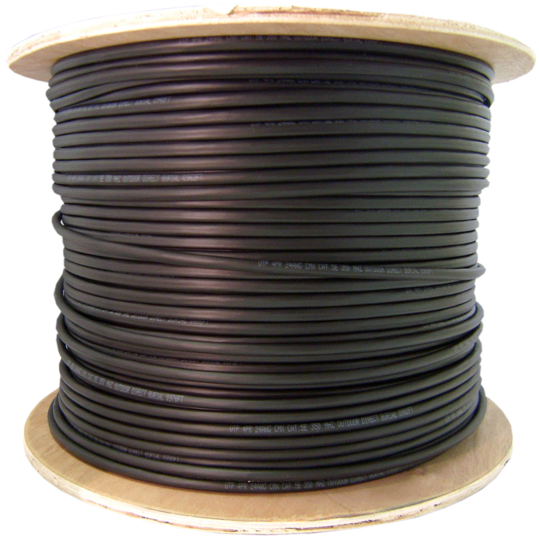 Direct Burial / Outdoor rated Cat 6 Ethernet Cable, Solid, CMXT, STP (Shielded Twisted Pair), Foil + Waterproof Tape, 23 AWG, Spool, 1000 foot - Black