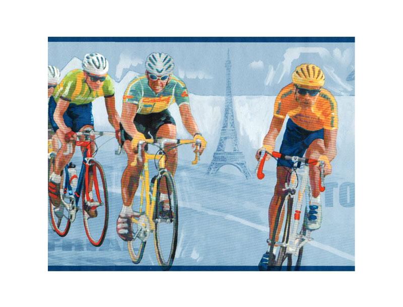 Bicycling Bikes Prepasted Wallpaper Accent Border Roll - York Wallcoverings..