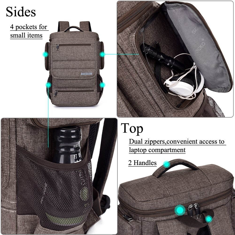 SOCKO Laptop Backpack , Multifunctional Unisex Luggage & Travel Bags Knapsack,rucksack Backpack Hiking Bags Students School Shoulder Backpacks Fits Up to 17.3 Inch Laptop Macbook Computer,Red