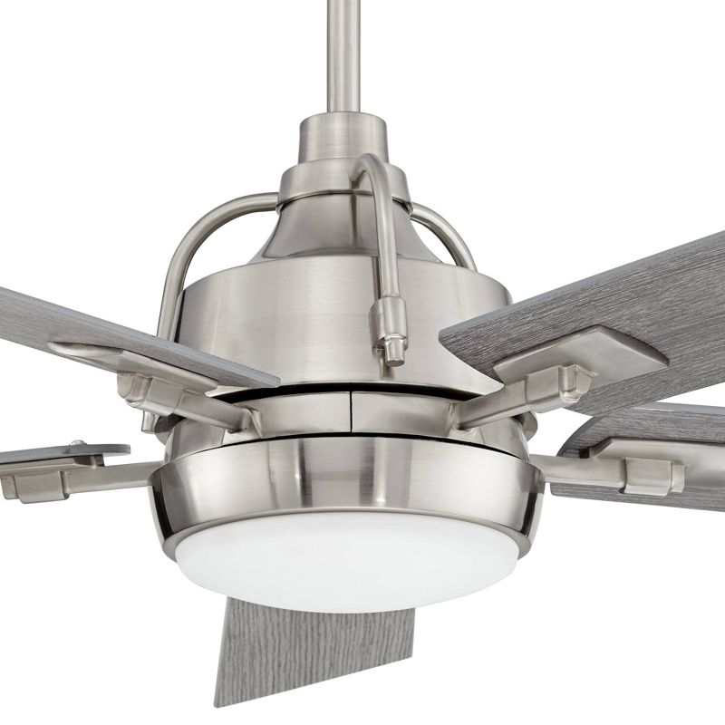 60" Casa Vieja Farmhouse Ceiling Fan with Light LED Dimmable Remote Brushed Nickel Gray Oak for Living Room Kitchen Bedroom Family
