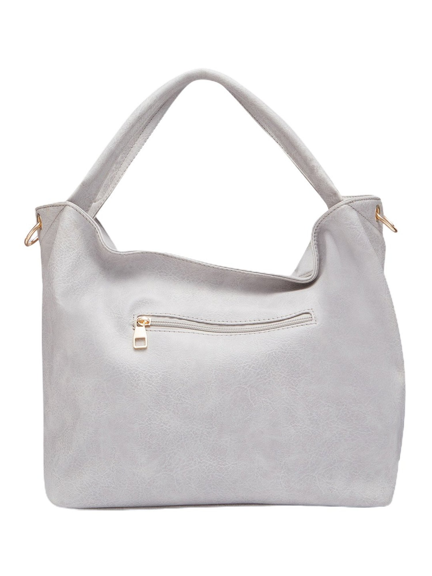 Globus Women Grey Textured Vegan Leather Hobo Bag