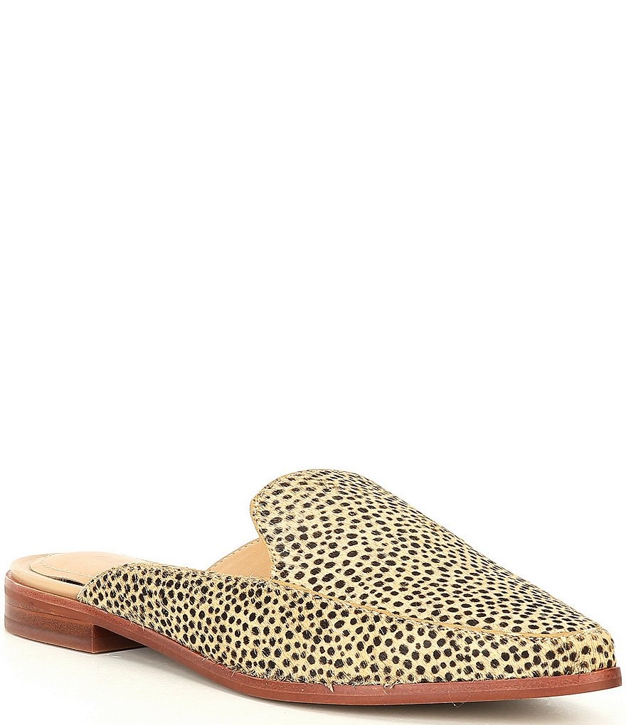 Gibson & Latimer Haydene Cheetah Print Calf Hair Structured Mules