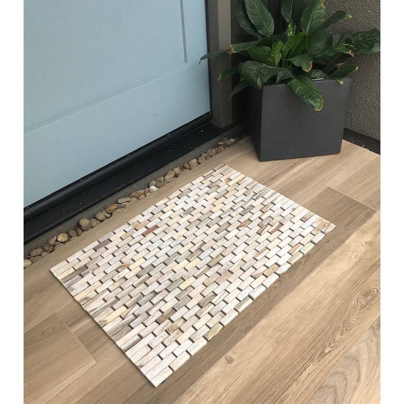 27.5" x 19.5" Teak Bath Math Ancient Stone - Hip-o Modern Living