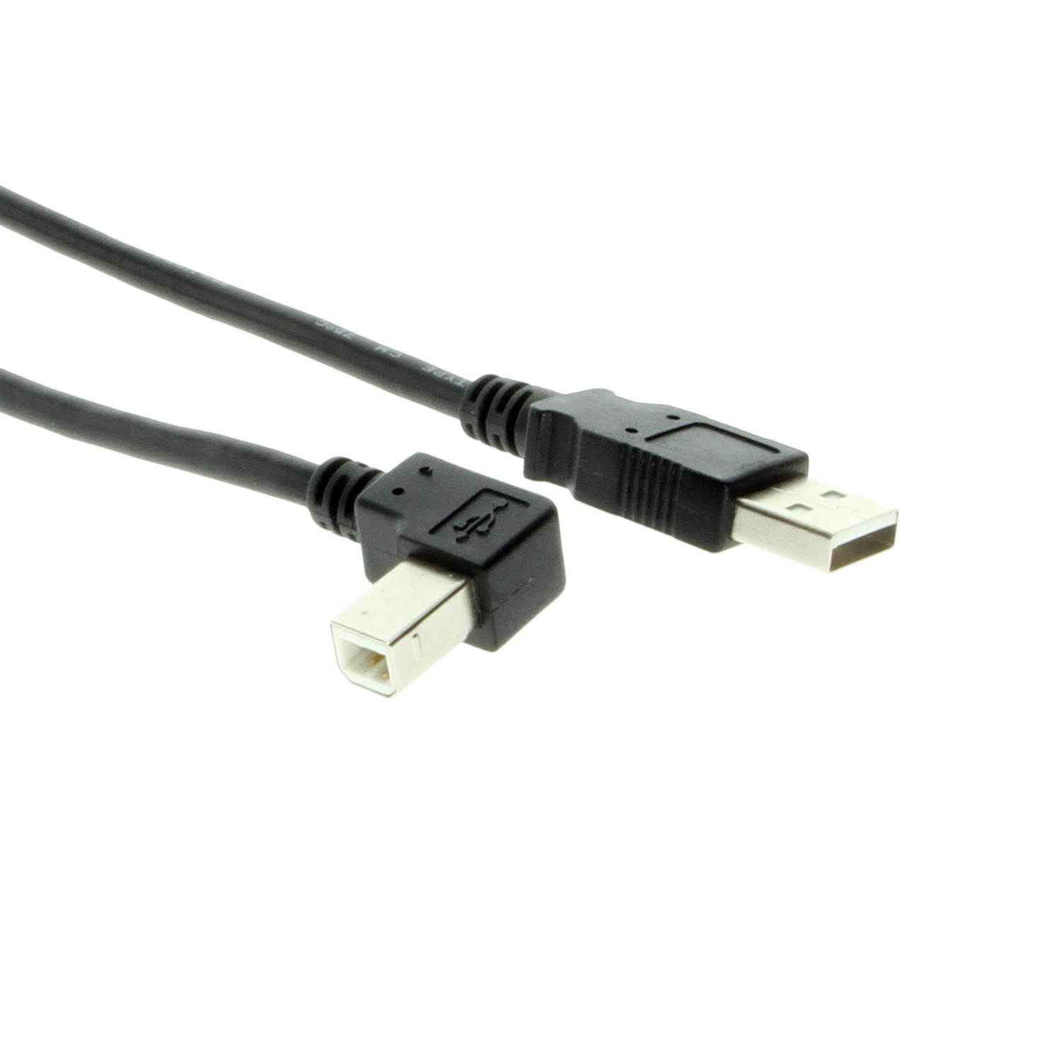 10FT USB 2.0 High-Speed Type-A to B Right Angle Black Device Cable