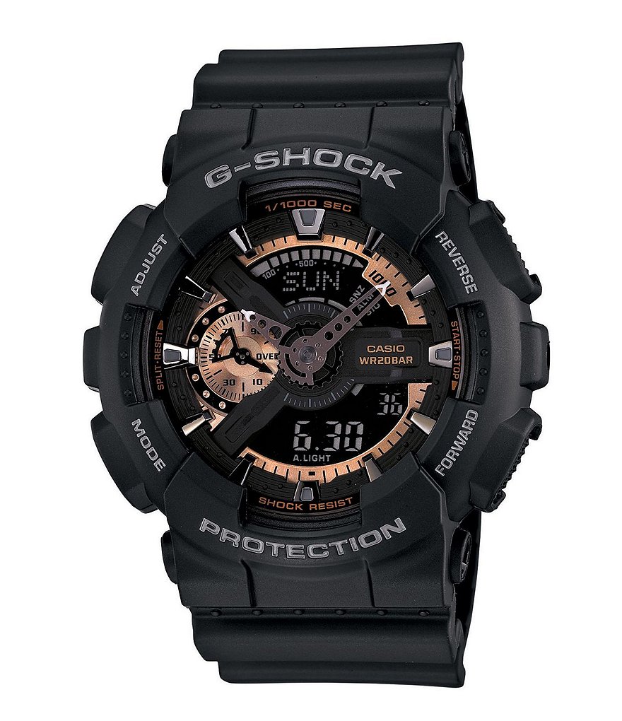 G-Shock XL Ana-Digi Rose Gold Series Black Resin Strap Watch
