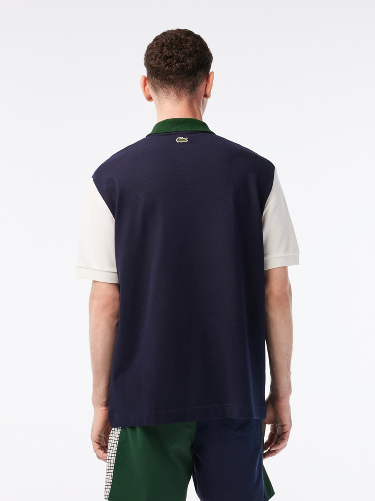 Lacoste Navy Cotton Loose Fit Printed Polo T-Shirt