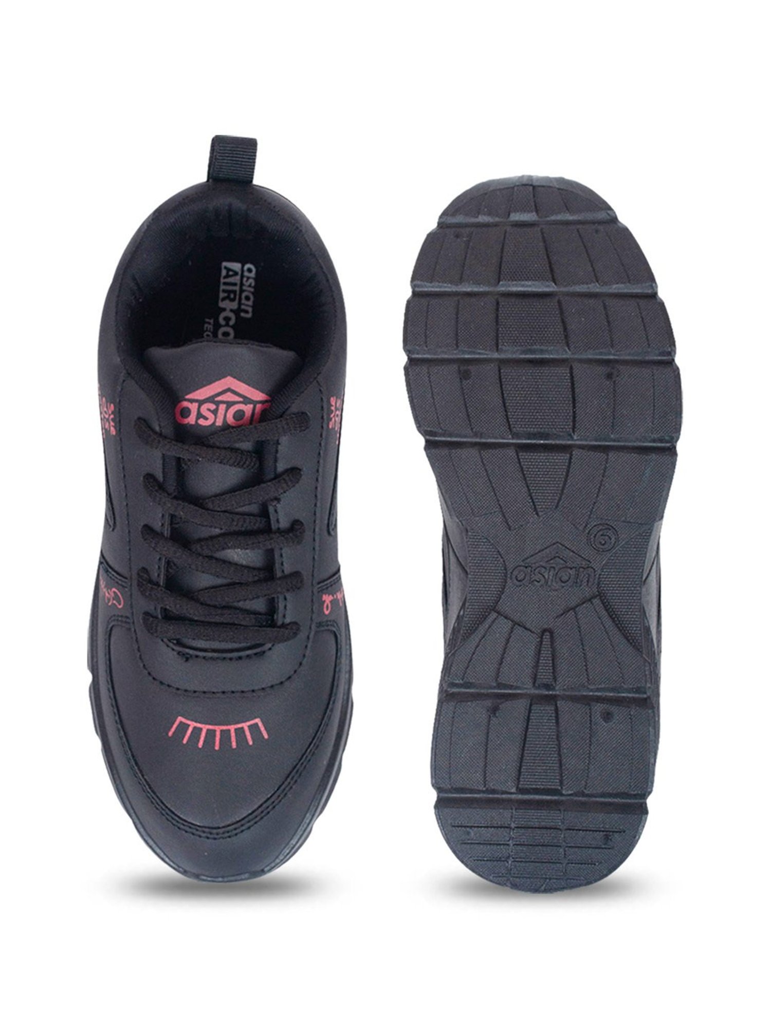 Asian Women's Black Running Shoes