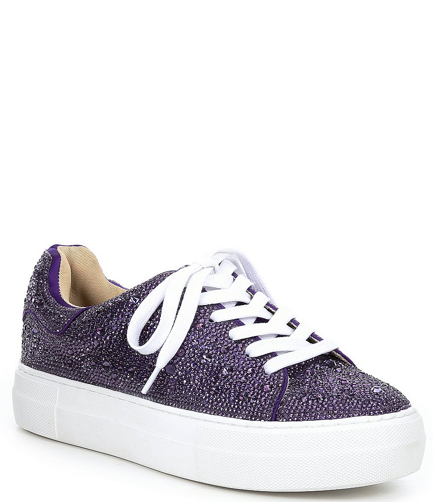 Blue by Betsey Johnson Sidny Rhinestone Embellished Platform Lace-Up Sneakers