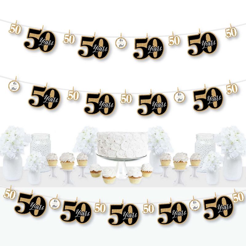Big Dot of Happiness We Still Do - 50th Wedding Anniversary - Anniversary Party DIY Decorations - Clothespin Garland Banner - 44 Pieces