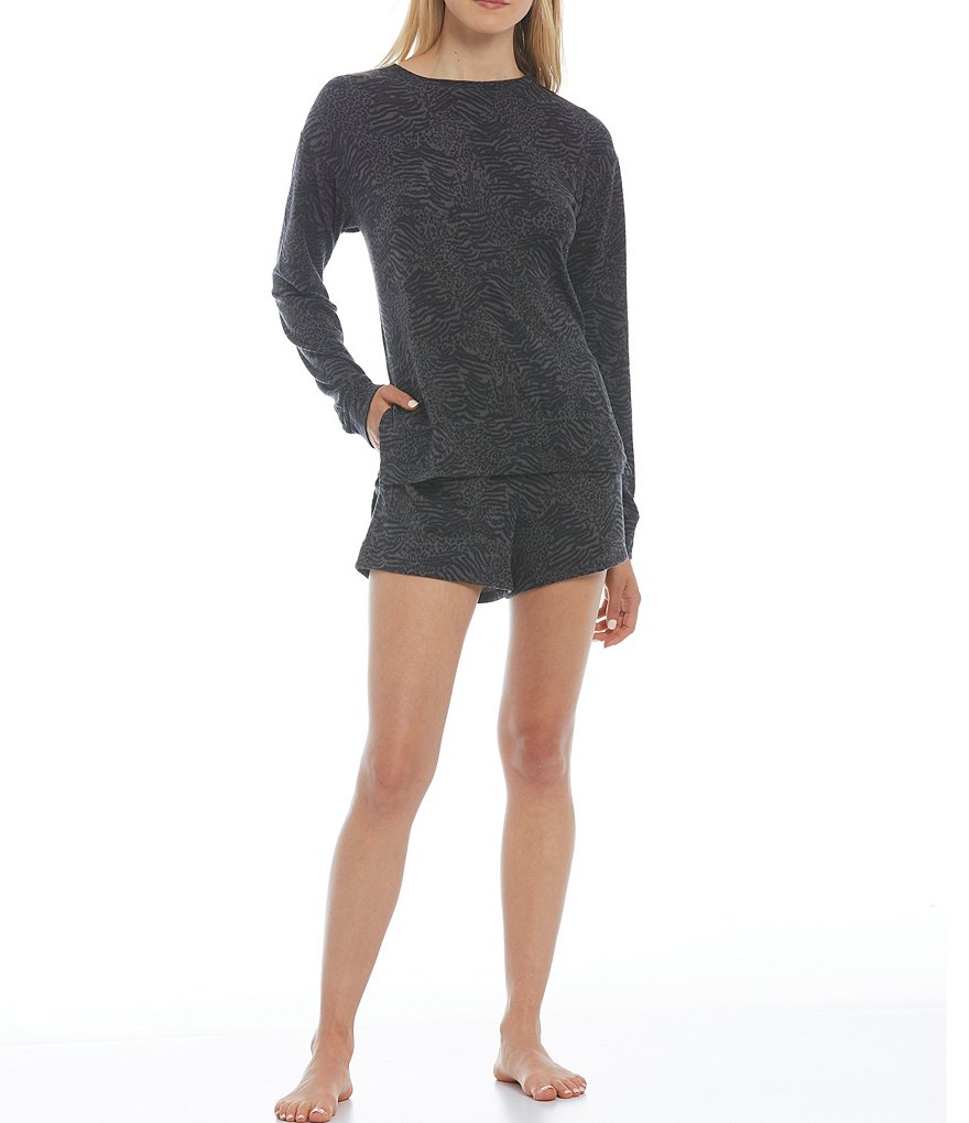 Jasmine & Ginger Zebra Print Brushed Knit Coordinating Sleep Shorts