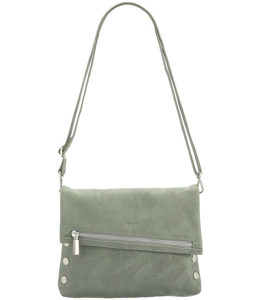 Hammitt VIP Studded Palm-Embossed Leather Fold-Over Zip Flap Medium Crossbody Bag