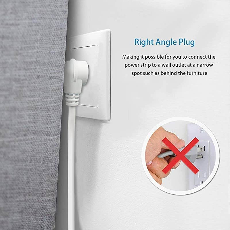 98ft 15A Surge Protector Power Strip with USB 14AWG Extension Cord 6 Outlet Flat Plug FireProof with Cable Tie as Bonus for iPhone iPad Computer Home Office Destop Wood Grain