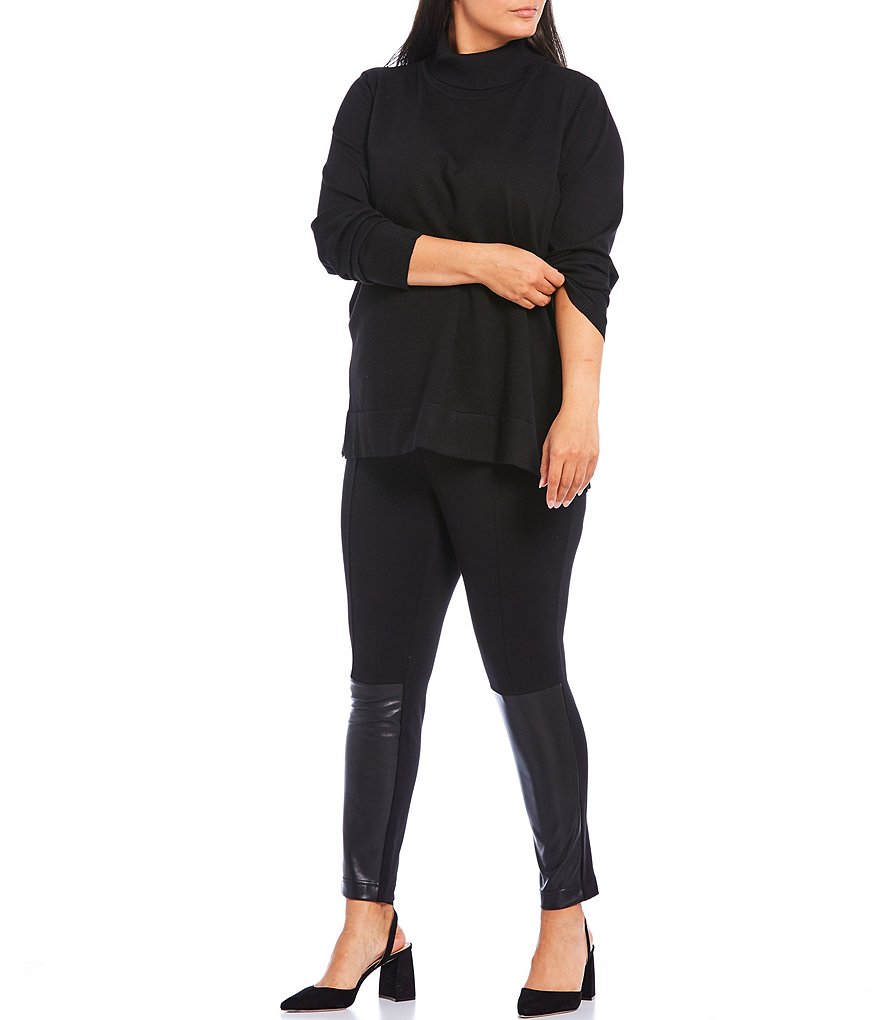 Kasper Plus Size Stretch Crepe Stand Combo Collar One Button Jacket