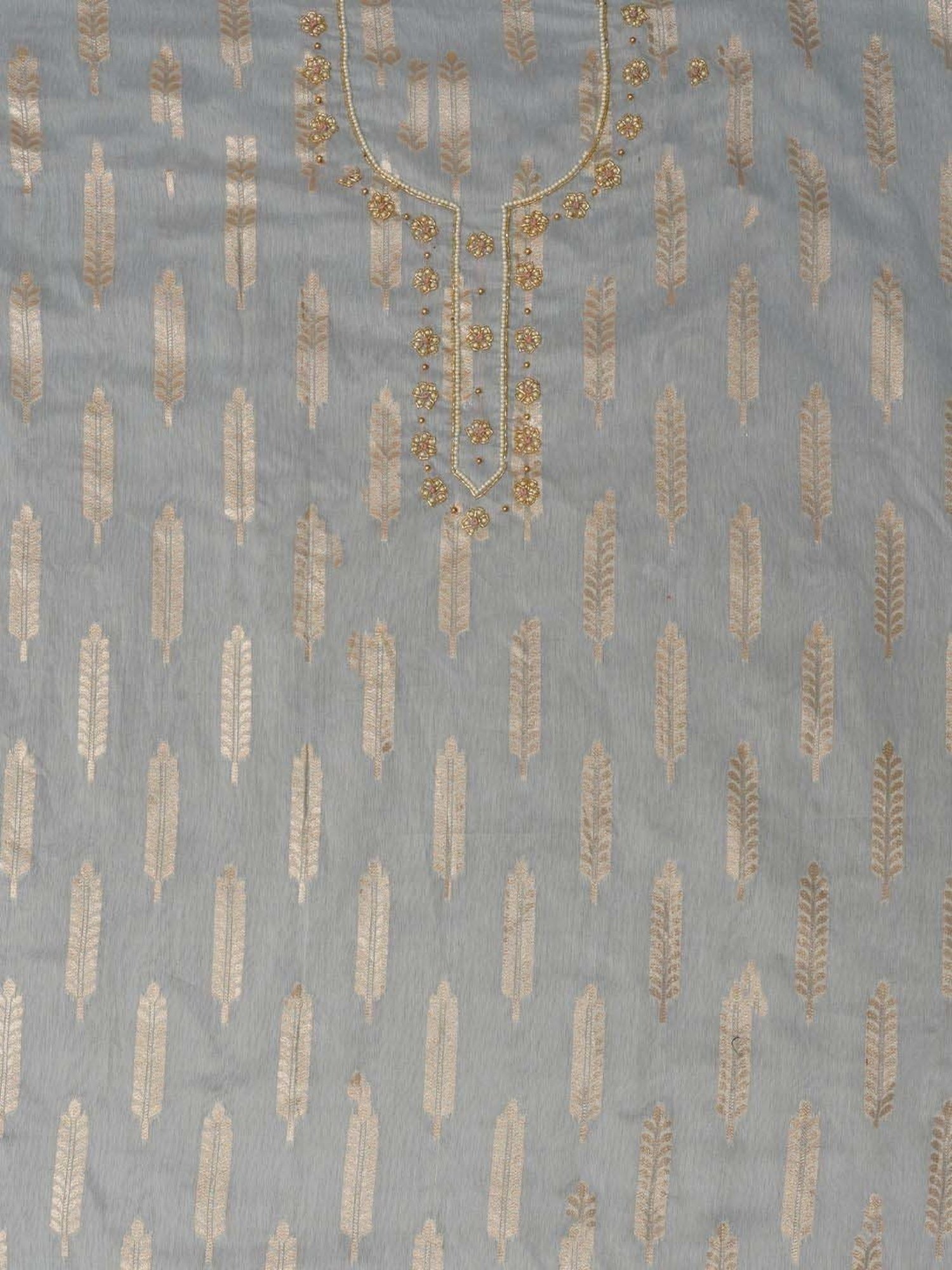 Jaipur Kurti Grey Embellished Unstitched Dress Material