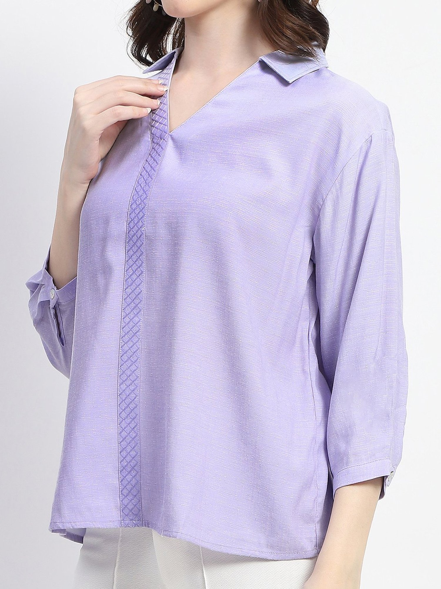 MADAME Lavender Textured Top