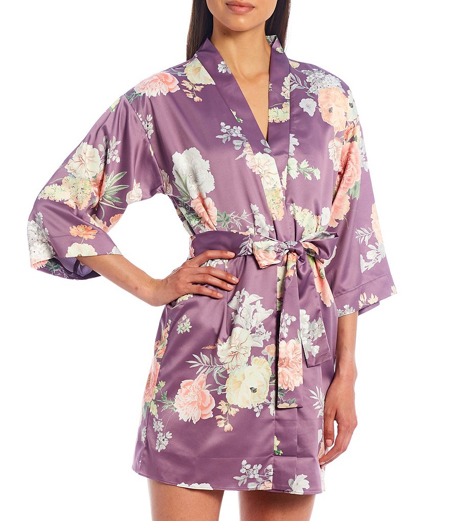 Flora Nikrooz Arisa Floral Print Short Wrap Robe