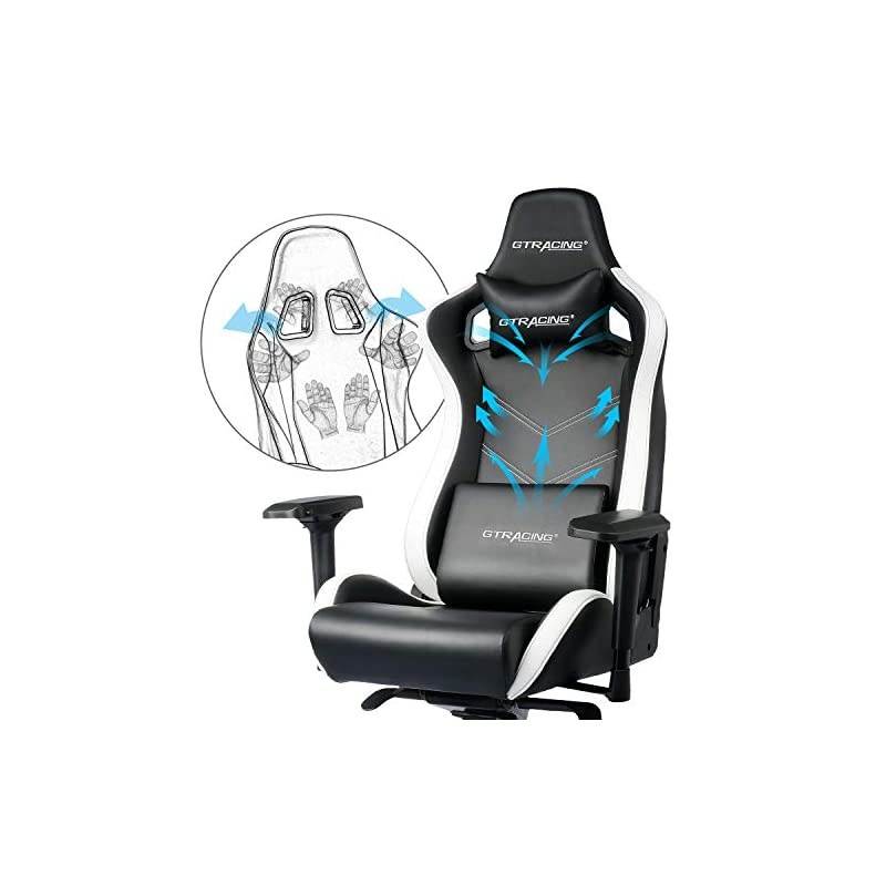 Luxury Gaming Chair Racing Style with High Backrest, Recliner, Swivel, Tilt, 4D Armrests, Rocker & Seat Height Adjustment Mechanisms（ White&Black）
