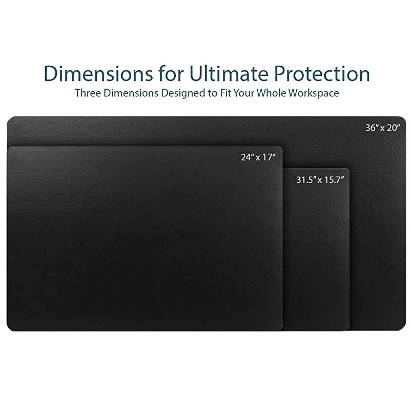Leather Desk Pad 36 x 20  Office Desk Mat Waterproof Black Large Mouse Pad and Writing Surface Top of Desks Protector Wide DualSided PU Leather Blotter Accessories Office Decor