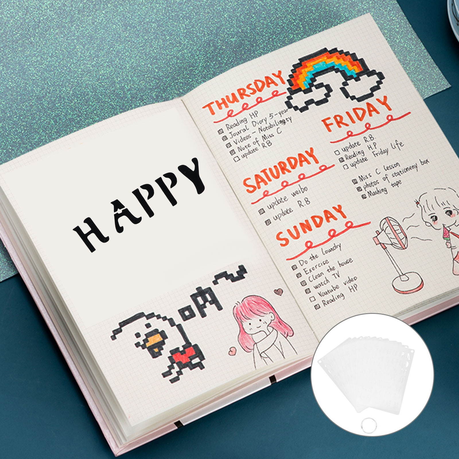 12pcs Chic Creative Alphabet Number Stencils DIY Drawing Template Painting Templates