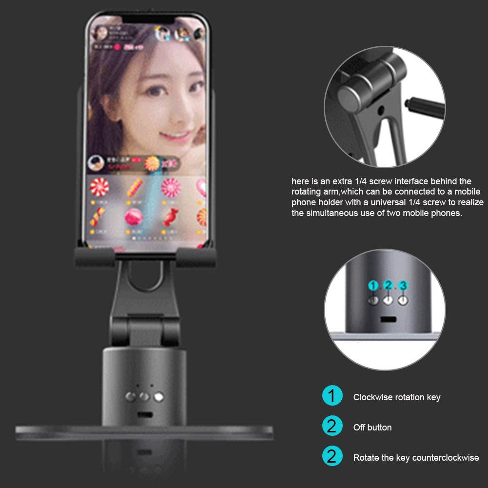 Rotatable Smartphone Gimbal Holder Tablet For Vlog Alloy Face Tracking 360&deg; Rotation Face Recognition Tracking