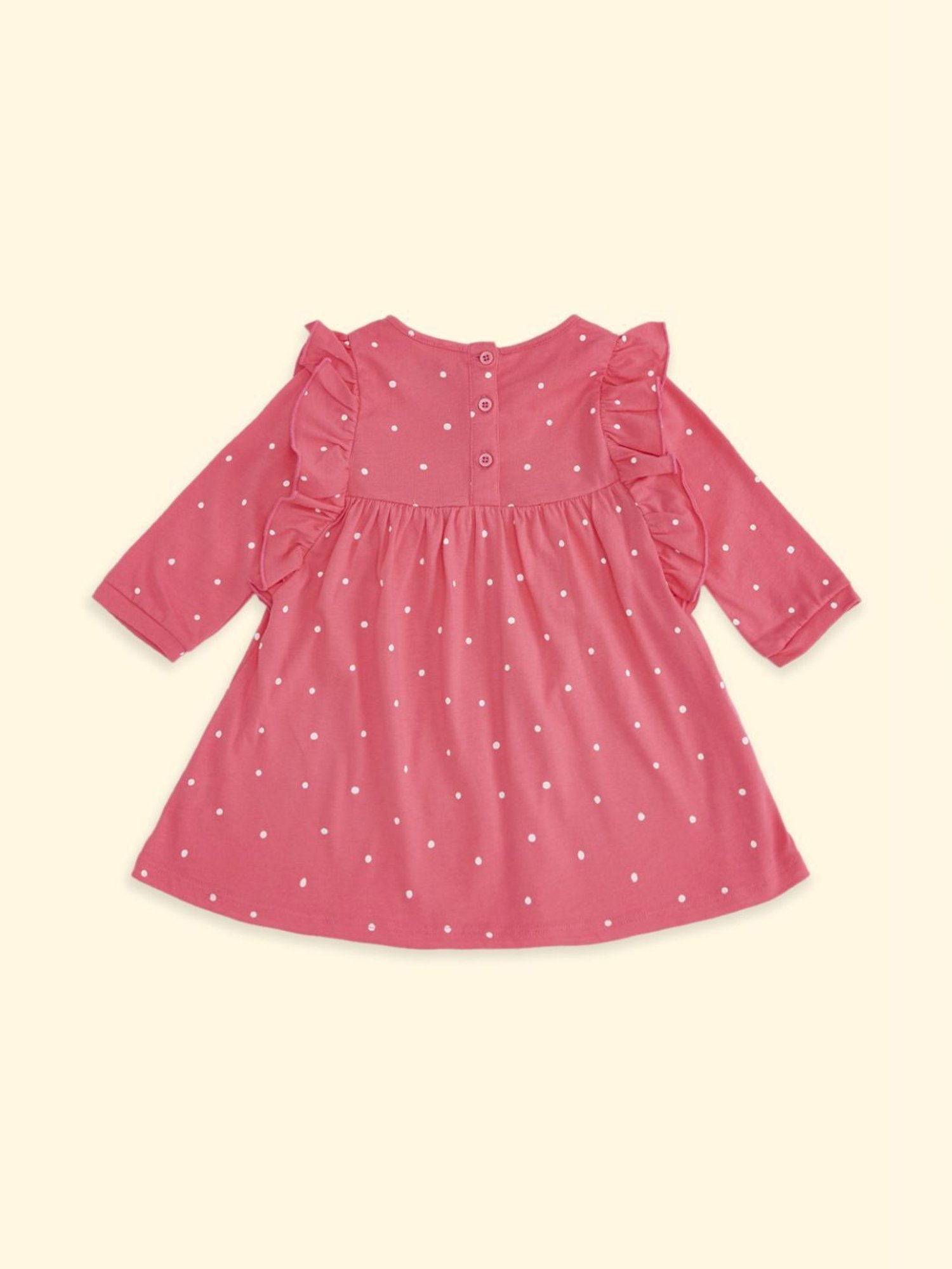 Pantaloons Baby Pink Cotton Printed Full Sleeves Dress