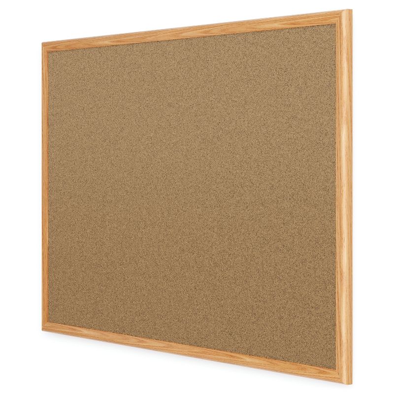 Quartet Basic Cork Bulletin Board Oak Finish Frame 18"H x 24"W (85350) 168679
