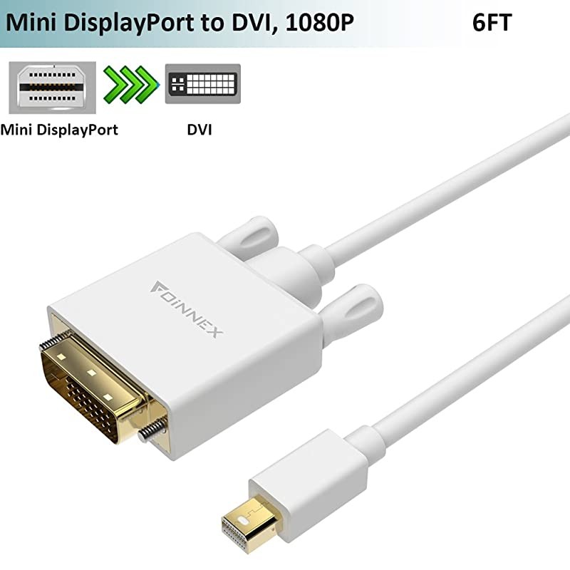 DisplayPortThunderbolt to DVI Adapter CableDP Source in to DVI Out Converter Cord for MacMacBook ProAirSurface Pro 6 5 4 3MS Surface Book to MonitorProjectorTVMale Video Lead 6 ft