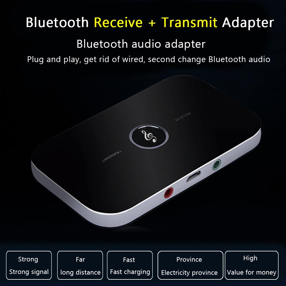 Mignova Bluetooth 4.0 Receiver and Transmitter, HIFI Wireless 3.5mm Stereo Long Range Bluetooth Audio Adapter for TV&Home&Car,Fast Charging,Anti-interference,Built-in Rechargeable Battery&Voice Prompt