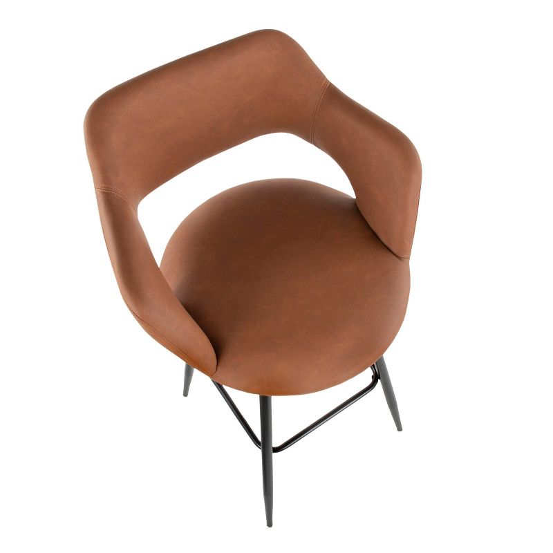 Set of 2 Margarite Contemporary Barstools Faux Leather Dark Brown - LumiSource