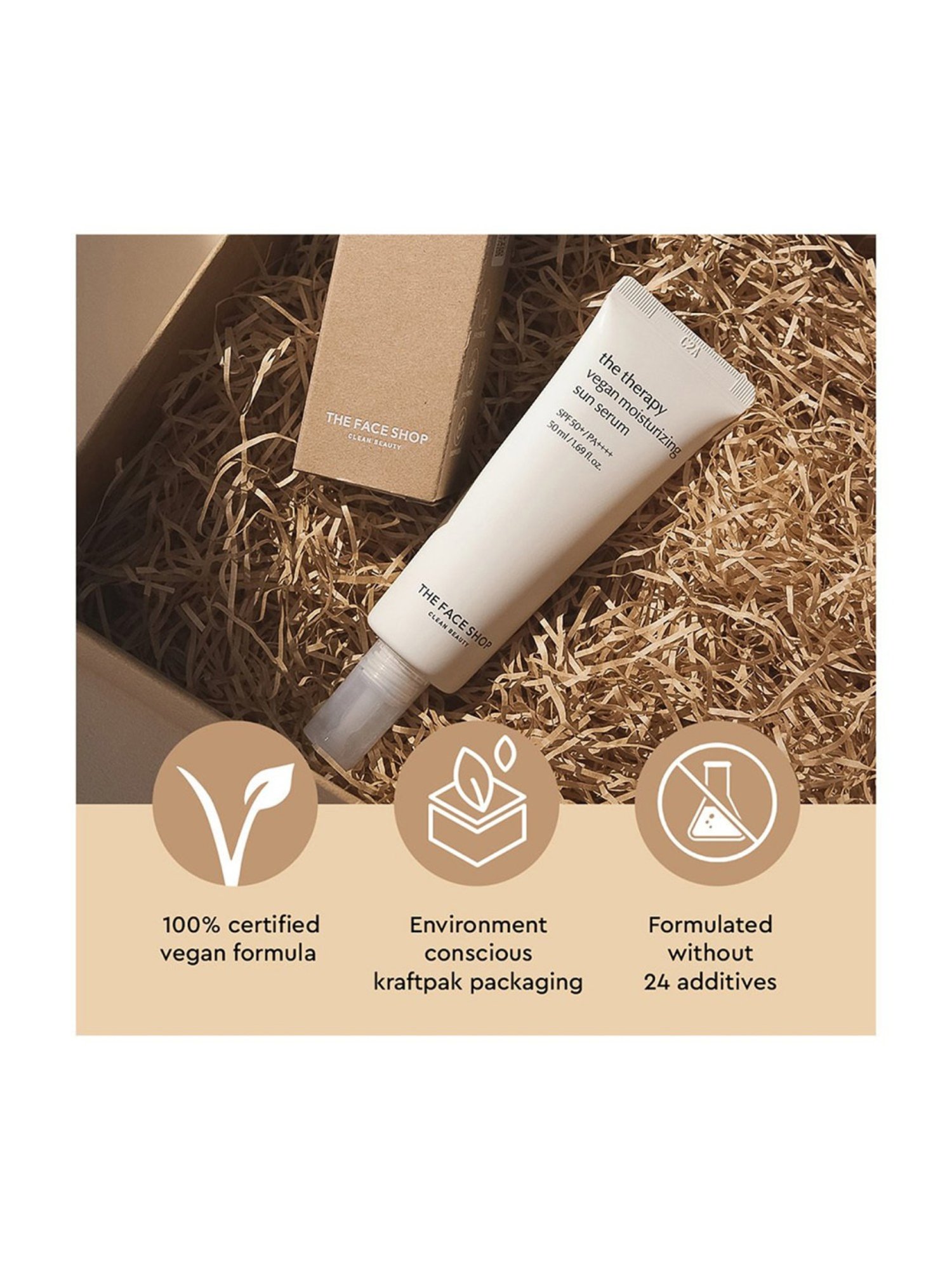 The Face Shop Therapy Vegan Moisturizing Serum Sunscreen with SPF 50 - 50 ml