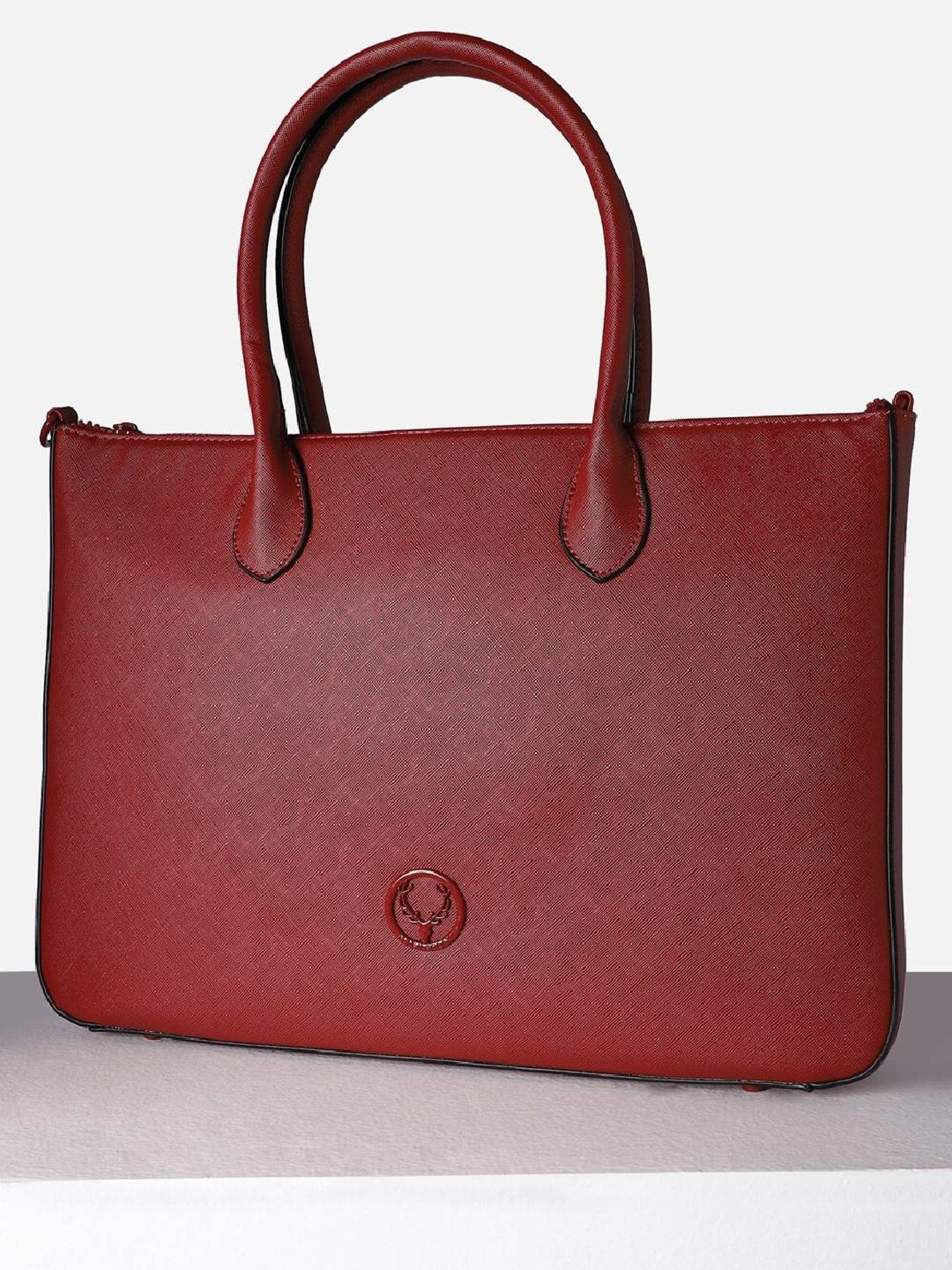 Allen Solly Maroon PU Laptop Messenger Bag
