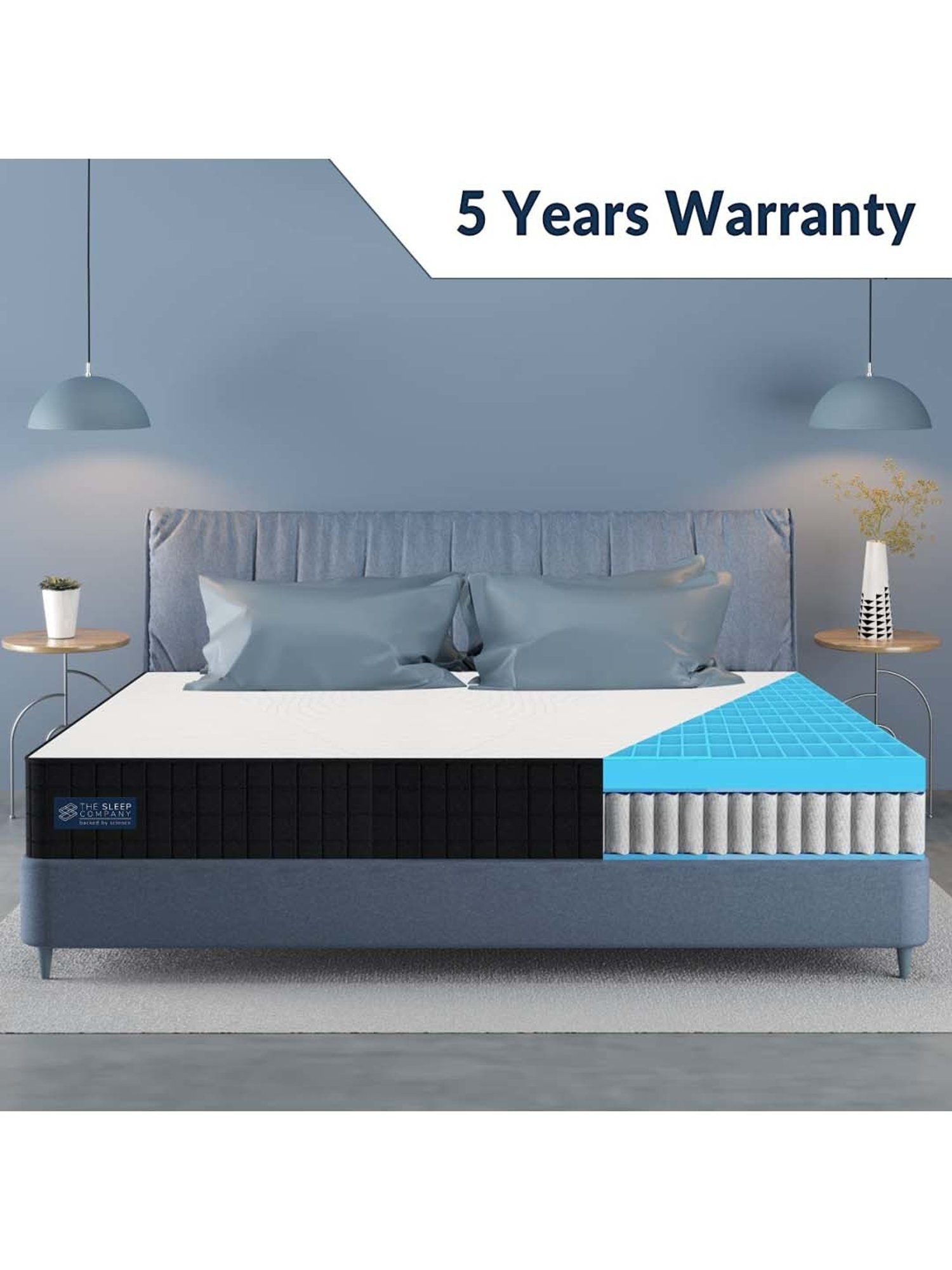 The Sleep Company SmartGRID White Viscose Luxe Hybrid Mattress - Single Size (75 in. L x 36 in.W)