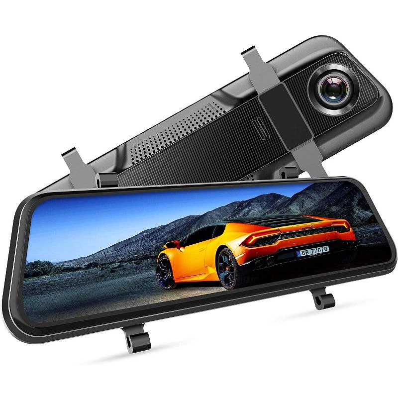 VanTop H609 Dual 1080P Mirror Dash Cam with 10" IPS Touch Screen Rear View Camera, Night Vision, Parking Monitor