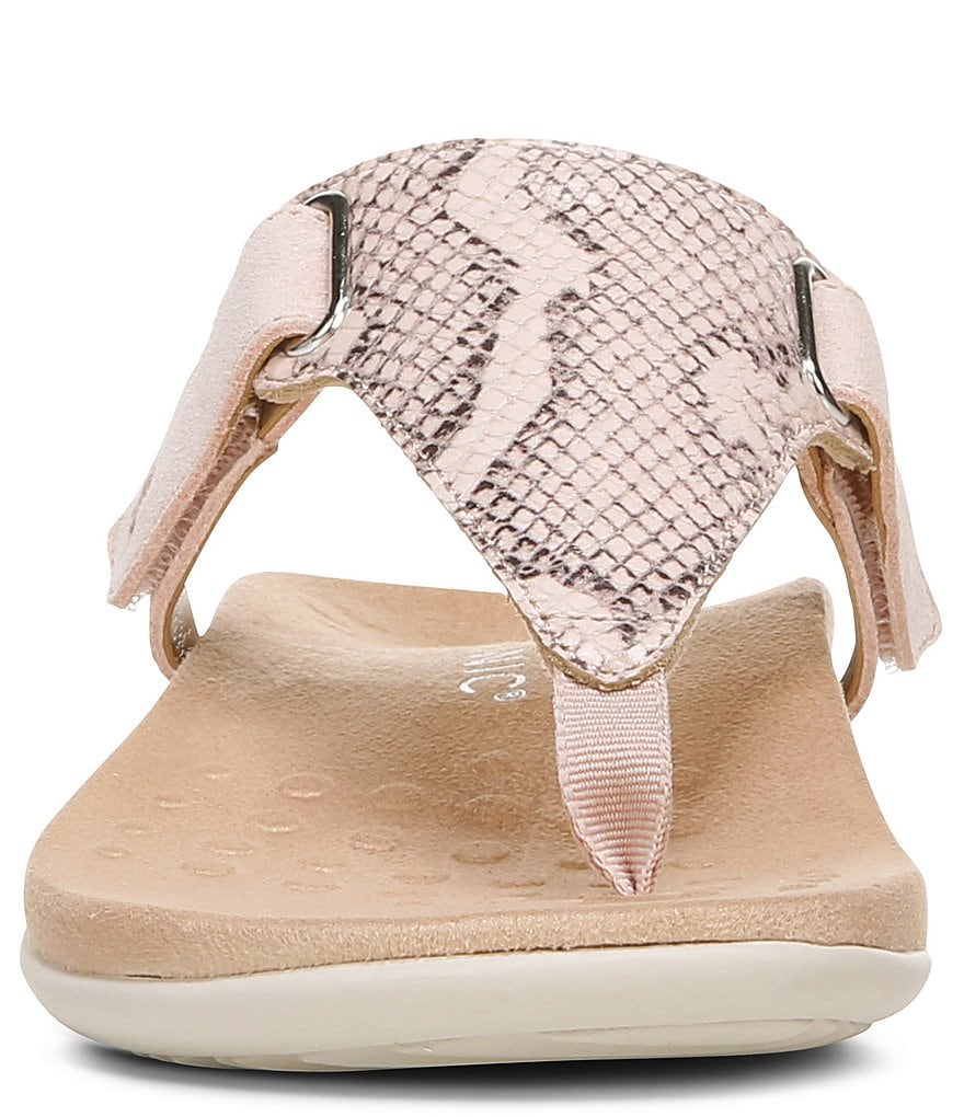 Vionic Wanda Snake Embossed T-Strap Sandals